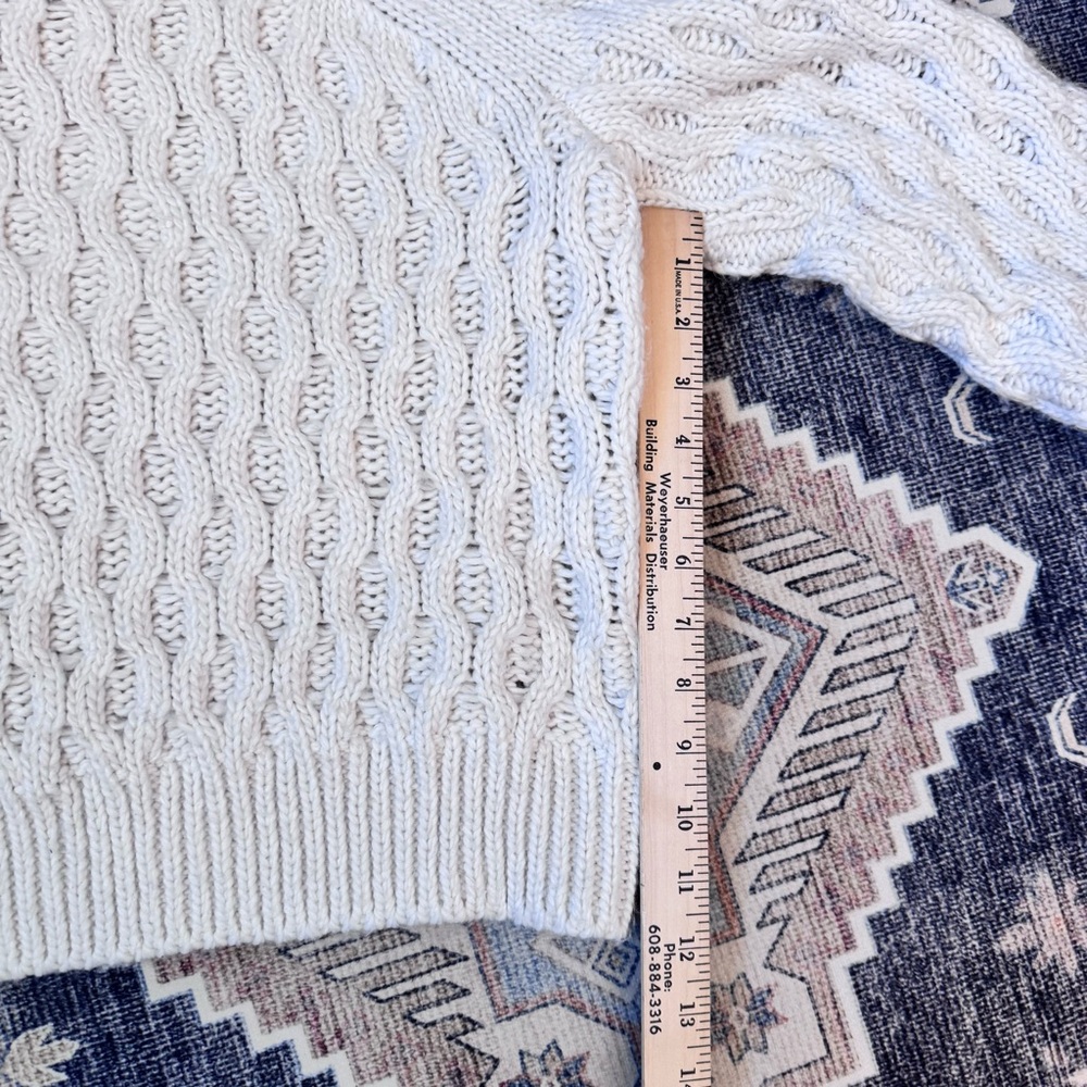 H&M Cable Knit Chunky Cropped Turtleneck Sweater Cream Women’s Size Small - Picture 12 of 13